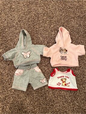 Y2K Build a Bear Pink and Grey Butterfly Outfit and Limited Too Monkey Shirt